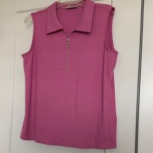 ViVI Pink Zip-Up Sleeveless Top